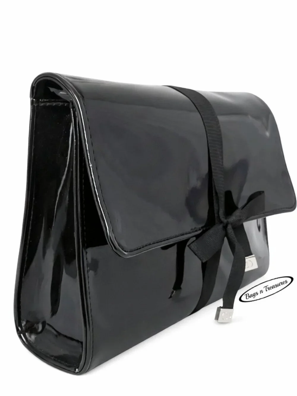 Dior Beauté Patent Leather Cosmetic Bag Black CD Charm Flap Pouch NWOT